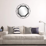 Stonebriar Decorative 28" Geometric Metal Frame Hanging Wall Mirror with Mounting Brackets, Black Stonebriar