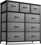 Sorbus Dresser with 9 Drawers - Furniture Storage Chest Tower Unit for Bedroom, Hallway, Closet, Office Organization - Steel Frame, Wood Top, Easy Pull Fabric Bins (9 Drawers, Black) Sorbus