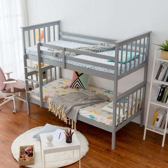Panana Bunk Bed for Kids, Wooden Bunky bed Double 3FT Single Bed, for Kids, Grey Panana