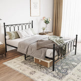 JURMERRY Double Metal Bed Frame Modern Style with Headboard and Footboard Heavy Duty No Box Spring Needed, Noise Free,Black JURMERRY