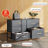Nicehill Dresser for Bedroom with 5 Drawers, Storage Organizer, Wide Chest of Drawers for Closet, Clothes, Kids, Baby, TV Stand, Wood Board, Fabric Drawers(Black Grey) Nicehill