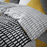 Catherine Lansfield Larsson Geo Reversible Single Duvet Cover Set with Pillowcase Ochre Yellow Catherine Lansfield