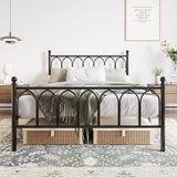 JURMERRY Double Metal Bed Frame Modern Style with Headboard and Footboard Heavy Duty No Box Spring Needed, Noise Free,Black JURMERRY