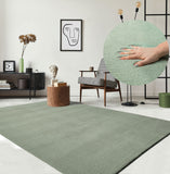 the carpet Relax Modern Fluffy Short Pile Rug, Non-Slip Underside, Washable up to 30 Degrees, Super Soft, Fur Look, Green, 80 x 150 cm the carpet