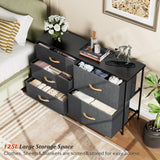 Nicehill Dresser for Bedroom with 5 Drawers, Storage Organizer, Wide Chest of Drawers for Closet, Clothes, Kids, Baby, TV Stand, Wood Board, Fabric Drawers(Black Grey) Nicehill