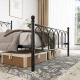 JURMERRY Double Metal Bed Frame Modern Style with Headboard and Footboard Heavy Duty No Box Spring Needed, Noise Free,Black JURMERRY