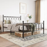 JURMERRY Double Metal Bed Frame Modern Style with Headboard and Footboard Heavy Duty No Box Spring Needed, Noise Free,Black JURMERRY