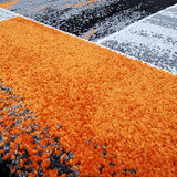 Viva Rugs Modern Rug Orange Grey Black Geometric Abstract Patterned Large XL Small Living Room Bedroom Carpet Mat (120x170cm (4'x5'6")) Viva Rugs