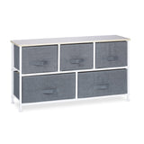 Relaxdays Shelving System, Chest of Drawers, Standing Shelf with Boxes, HxWxD: 54.5 x 100 x 30 cm, Metal and Wood, Grey Relaxdays