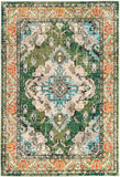 Safavieh Monaco Collection MNC243F Vintage Oriental Forest Green and Light Blue Distressed Area Rug (4' x 5'7") Safavieh