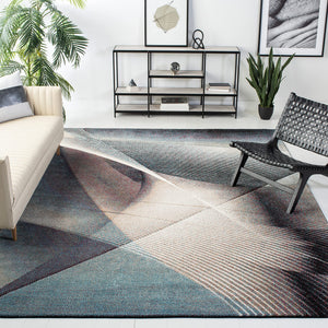Safavieh Hollywood Collection HLW715B Modern Abstract Area Rug, 9' x 12', Beige/Blue Safavieh