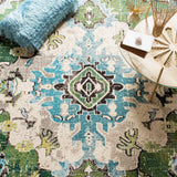 Safavieh Monaco Collection MNC243F Vintage Oriental Forest Green and Light Blue Distressed Area Rug (4' x 5'7") Safavieh