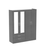 Seconique Nevada 4 Door 2 Drawer Wardrobe in 3D Effect Grey Seconique