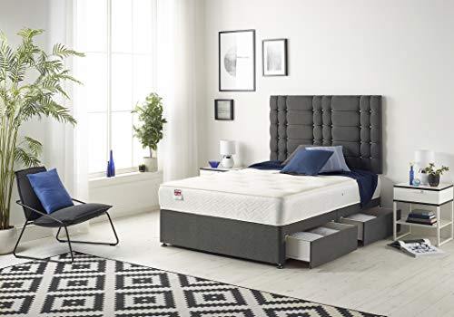 Bed Centre Grey Divan Bed with Sprung Memory Foam Mattress - We Love Our Beds